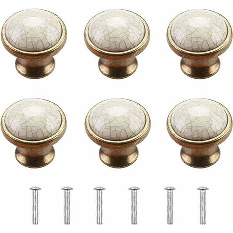 Furniture Knobs, Cabinet Door Knobs, 6 Pieces, Porcelain Furniture Knobs, Vintage Furniture Knobs, Door Knobs, Dresser Knobs, Ceramic Door Knobs, Kitchen Door Knobs (1/4)