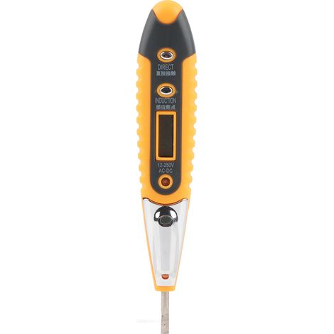 Testeur de tension AC/DC 12-250V, crayon testeur LED avec écran HD, détecteur de courant avec lampe de poche intégrée, couleur jaune, outil de diagnostic électrique pour usage domestique et profession (1/5)