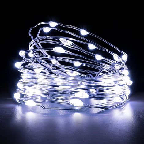100 Cool White Micro Rice Copper Wire LED Battery Fairy String Lights Party 10m (1/5)
