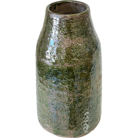 Vase artisanal vert vitrifié 29 cm (1/3)