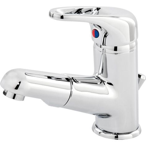 Mitigeur lavabo Life avec douche de tête chromé, avec garniture d’écoulement