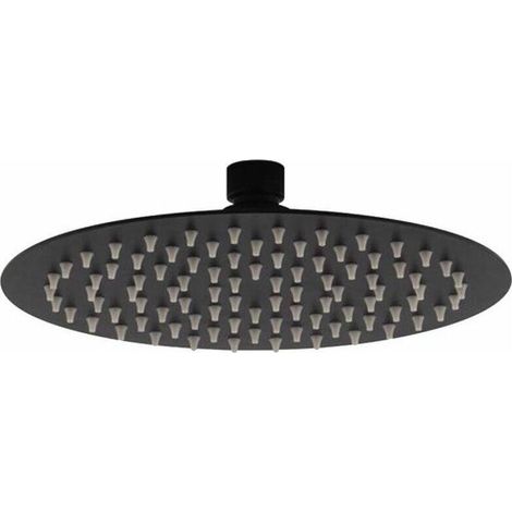 Pomme de douche ronde noire mat Noir mat - Ø 200 mm - Noir mat (1/2)