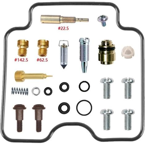 Kit de réparation de carburateur pour KLX400 2003-2004 400 cm³ à flotteur Kit de base Compatible KLX400 monocylindre gicleurs principaux n° 142,5 pointeau de flotteur 16Q51 joints en nitrile sa (1/4)