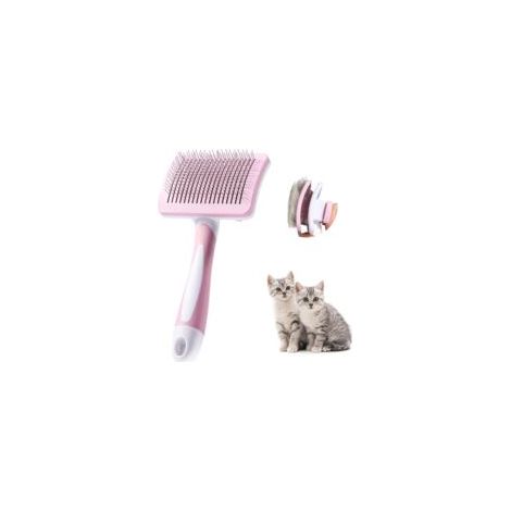 Spazzola autopulente per animali domestici, adatta a cani e gatti con pelo lungo e corto, rimuove efficacemente il sottopelo e i nodi, rosa - Crezuo