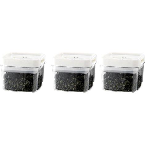 Bocal en plastique scellé avec couvercle, bocal de rangement carré transparent S-- (1/5)
