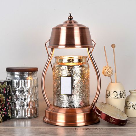 D‑WORK - Lampe Chauffante pour Bougie Parfumée - Hauteur 16 cm - Intensité Réglable - Diffusion de Parfum Sans Flamme - Design Élégant - Couleur Cuivre (1/5)