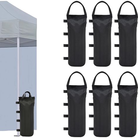 Lot de 6 Sacs de Lestage - Tissu Oxford 800D - Pour Tonnelle et Tente - Noir - 50 x 20 cm (1/5)