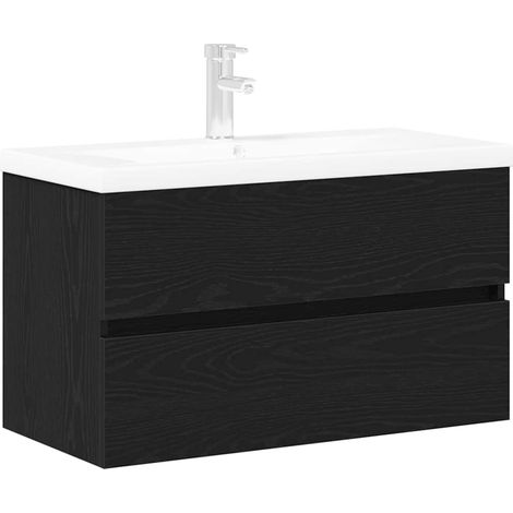 Maison Exclusive - Armadio per Lavabo da Bagno Rovere Nero 80 x 39 x 62 cm
