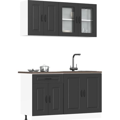 Mueble de cocina Kalmar negra 4 piezas madera contrachapada (1/5)