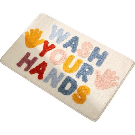 Badezimmerteppich, saugfähig, waschbar, atmungsaktiv, Badematte, Duschmatte, Badezimmerbodenmatte für Theke, Eingangsbereich, Badezimmertür-Hands (1/5)
