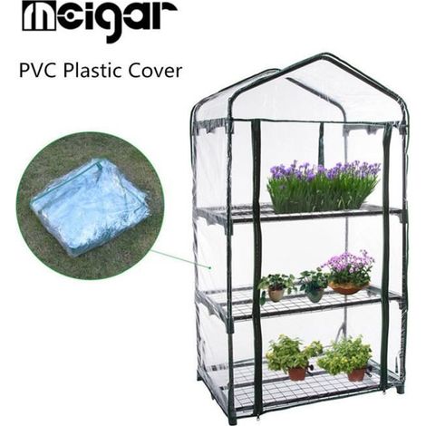 PVC Housse Étui à Serre de Jardin Maison 3-Niveau Apex Toit Verte Plante Durable Couverture Protection Anti Insect Rongeur (1/3)