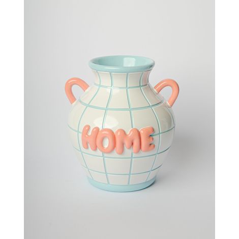 Vaso Decorativo Home Rilievo 14x14x16cm Blu Blogo