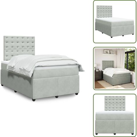 Sommier à lattes de lit et matelas gris clair 120x190cm velours - Sommier À Lattes De Lit - Sommiers À Lattes De Lit - Lit - Meuble De Chambre À Coucher (1/5)