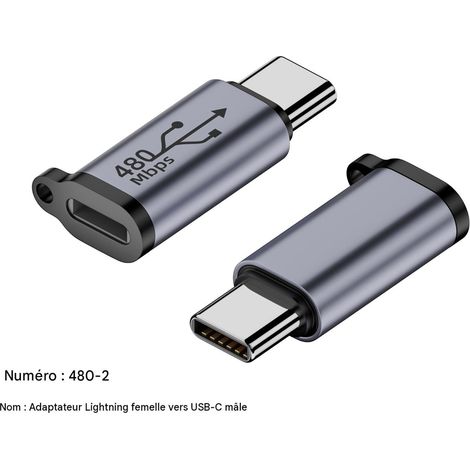 Lightning-Buchse auf USB-Typ-C-Stecker-Adapter, kompakter Konverter zum Laden und Anschließen kompatibler Geräte, praktisches Handy-Zubehör (1/3)