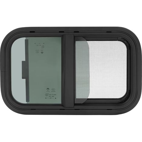 Fenêtre coulissante, cadre en aluminium, moustiquaire intégrée, noir (1/2)