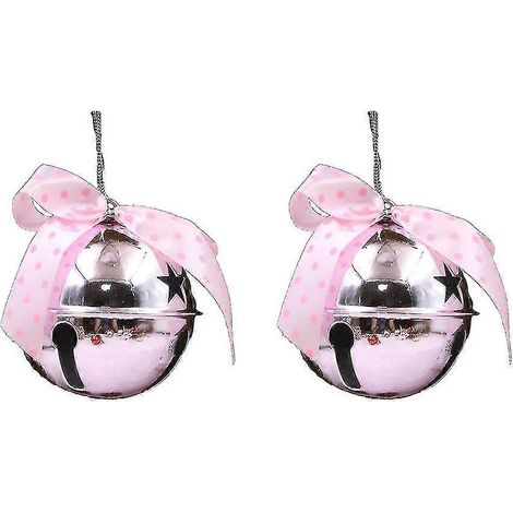 Ornements de Noël cloches de décoration de sapin de Noël en fer forgé peint (rose) (1/5)