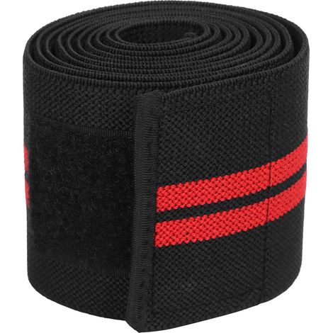 Manchons de Genou Élastiques Compression Sport Fitness pour Musculation Noir Rouge (1/5)