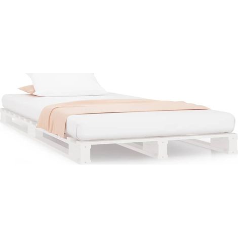 Lit simple  Lit adulte  Lit de palette Blanc 90x190 cm Bois de pin massif Simple