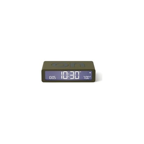 Réveil Flip Classic kaki – Écran LCD tactile – Rechargeable USB-C – Autonomie 6 mois – Design minimaliste – Lexon