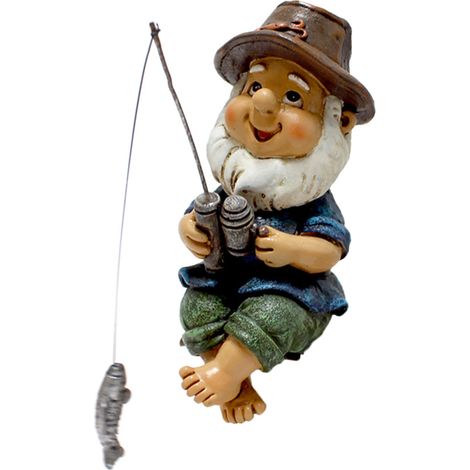 Statue de Gnome Résine Pêche pour Jardin, Décoration Miniature - Finition Élégante 10cm Marron (1/5)