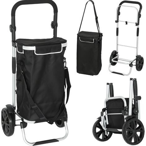 Carrello spesa pieghevole 3 in 1 40 L nero in alluminio con scomparto termico (1/4)