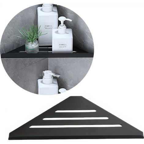 Étagère d'angle murale en acier inoxydable, étagère de douche triangulaire, peu encombrante, pour salle de bain, cuisine, chambre, rangement (1/5)