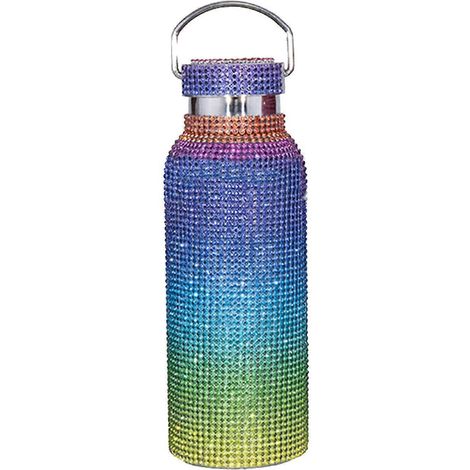Bouteille d'eau diamantée, strass brillants, en acier inoxydable, thermos arc-en-ciel, 100% neuf (1/5)