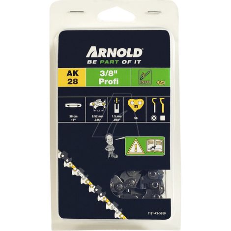 ARNOLD Chaîne de tronçonneuse 3/8", 1,5 mm - 56 maillons d’entraineurs - gouges demi-rondes