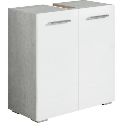 Badezimmer Badmöbel Jupiter 60cm - Beton Grau wit Weiß - Untersc