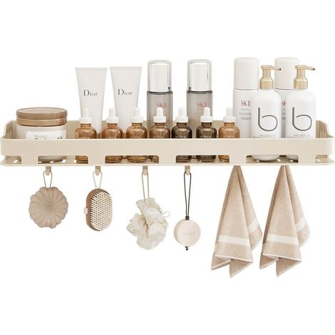 Étagère à ventouse pour salle de bain blanc crème 60 cm (1/5)