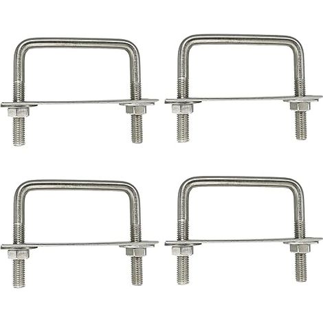 Boulons En U Carré M8 70mmx70mm U-Bolts, Diamètre intérieur 70mm, U-Boulons En Acier Inox Avec écrou Et Plaque De Cadre, Boulon En U Pour Fixation De Planches Et Tuyaux (M8-70x70mm)