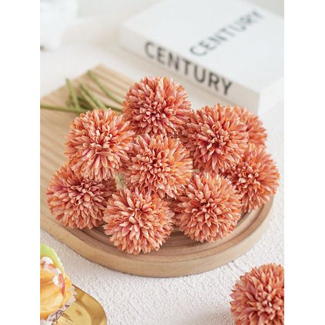 8 Bouquets artificiels (boules de chrysanthèmes, pissenlits et hortensias) : idéaux pour amis, mariages, décoration de maison ou bureau, cadeau parfait pour la Saint-Valentin. (1/4)