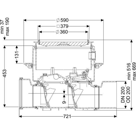 - Dispositif anti-retour Staufix SWA DN 200, plaque de base, carrelable