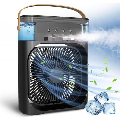 Black Cooling spray fan desktop electric fan student dormitory office desktop small fan light sound strong wind (1/5)