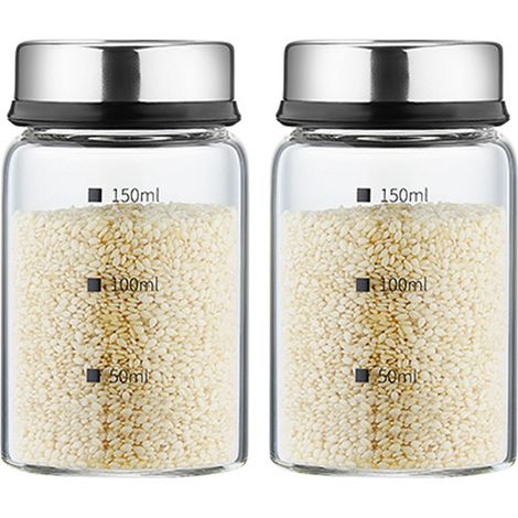 Boîte À Épices - Verre Borosilicaté - 150 Ml - Couvercle Torsadé Avec 4 Orifices Réglables - Pour Cuisine Et Barbecue - Lot De 2 (1/5)