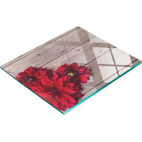 Tabla de servir de cocina de vidrio templado con gráficos de Dalia, 60x52 cm. (1/5)