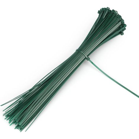 100 pièces Attache Serre Cable Jardin Collier de Serrage autobloquant de 200 x 3 mm Cravates en Nylon pour Plantes Vertes Cravates à glissière réglables à usages Multiples (1/4)