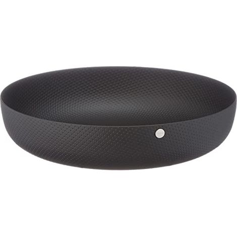 Alessi JM17/21 BT - Cestino Rotondo di Design, in Acciaio Colorato con Resina Epossidica e Decoro a Rilievo, Nero, 21 cm (1/4)