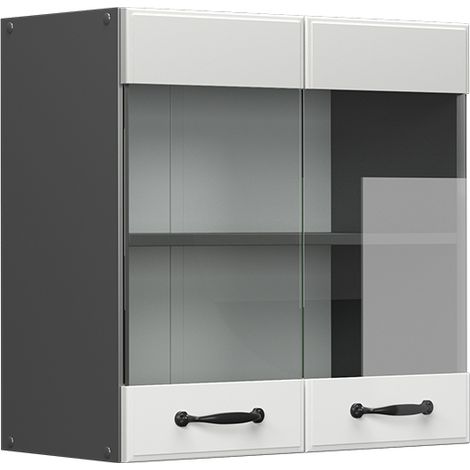 Küchenglasschrank R-Line, Weiß Landhaus, 60 cm, Vicco