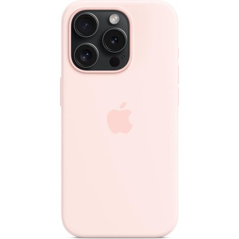 Coque magnétique en silicone rose compatible avec l'iPhone 15 Pro Max et MagSafe (1/3)