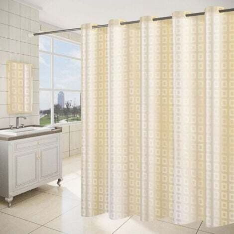 [JAMAIS UTILISÉ] 180 x 200cm Rideau de Douche avec 12 Crochets Séchage Rapide(Jaune), Tissu Polyester Imperméable Lavable en Machine, Rideaux Salle de Bain