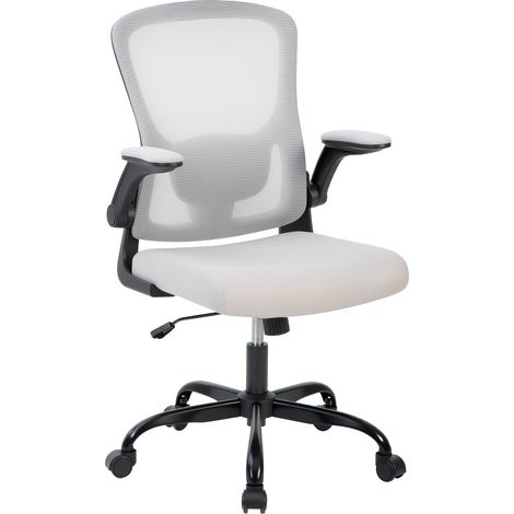 Chaise de bureau ergonomique en maille – Soutien lombaire réglable – Accoudoirs relevables – Dossier haut – Pivotante à roulettes – Pour bureau, gaming ou étude (1/5)