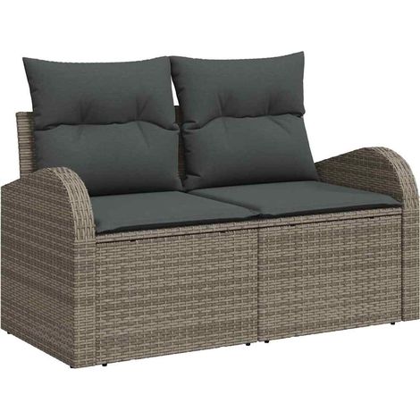 Garden Sofa Set with Storage with Pillow 6 pcs Grey Poly Rattan vidaXL