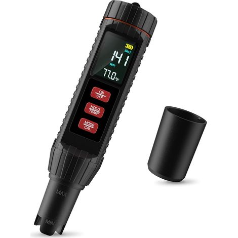 Medidor de pH, amarillo, para agua potable, precisión de pH, analizador de calidad del agua con pantalla LCD, rango de medición ATC 0-14, alta precisión (1/5)