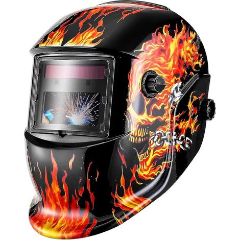 Máscara de soldadura DEKO: Lente de gran campo de visión, casco de soldadura solar con oscurecimiento automático y batería reemplazable, larga duración para soldadura TIG, MIG y amolado por arco. (1/5)