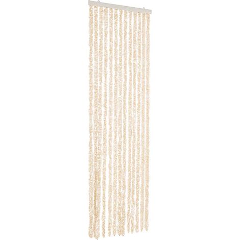 vidaXL Cortina antimoscas chenilla beige y blanco 56x200 cm (1/2)