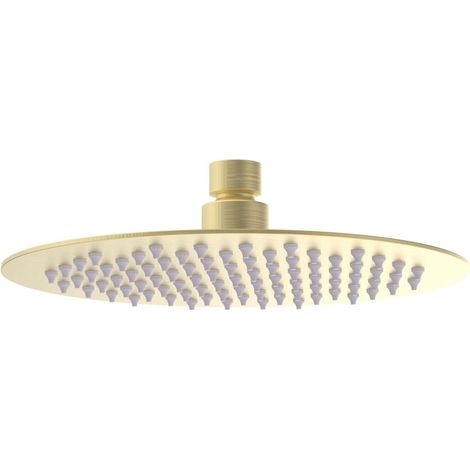 Signature Reflex Round Ultraslim Shower Head 200mm Diameter - Brushed Brass (1/2)