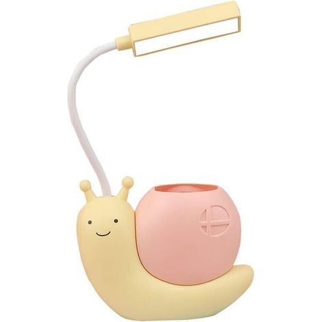 LED-Schreibtischlampe für Kinder, Schneckenform, USB-Stifthalter, Augen- und Nackenschutz, 360° verstellbar, Gelb (1/5)