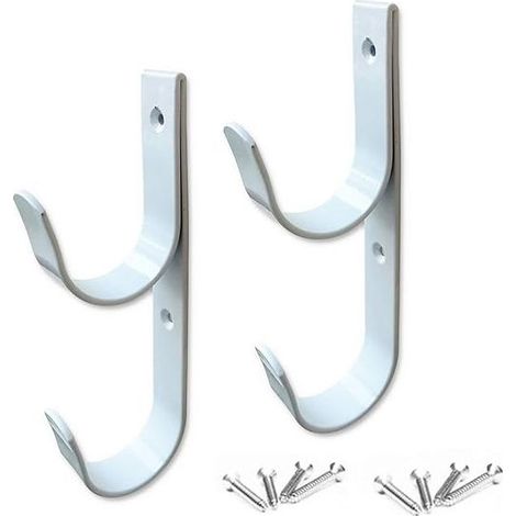 Lot de 2 crochets pour bâtons de piscine en aluminium blanc avec vis - Parfait pour la piscine, les bâtons télescopiques, les skimmers, les brosses et le tuyau d'aspiration (1/5)