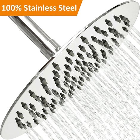 Top-Spray-Duschkopf, 10 Zoll runder, schmaler, unter Druck stehender, verspiegelter Top-Spray-Duschkopf aus Edelstahl